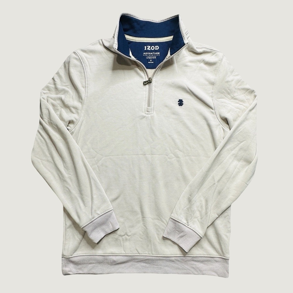 IZOD Pullover Mens S Advantage Performance Stretch Tan Quarter Zip 45GK307100